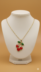 Collar Triple Heart Cherry Frutal