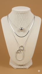 Collar Triple Plateado Double Ring
