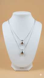 Collar Triple Plateado Double Gota
