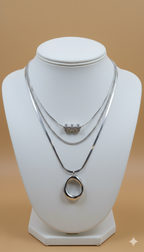 Collar Triple Plateado Aro
