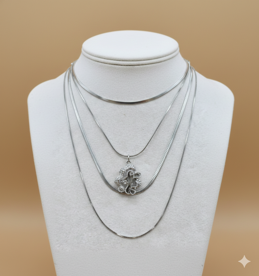 Collar Triple Plateado Ozua