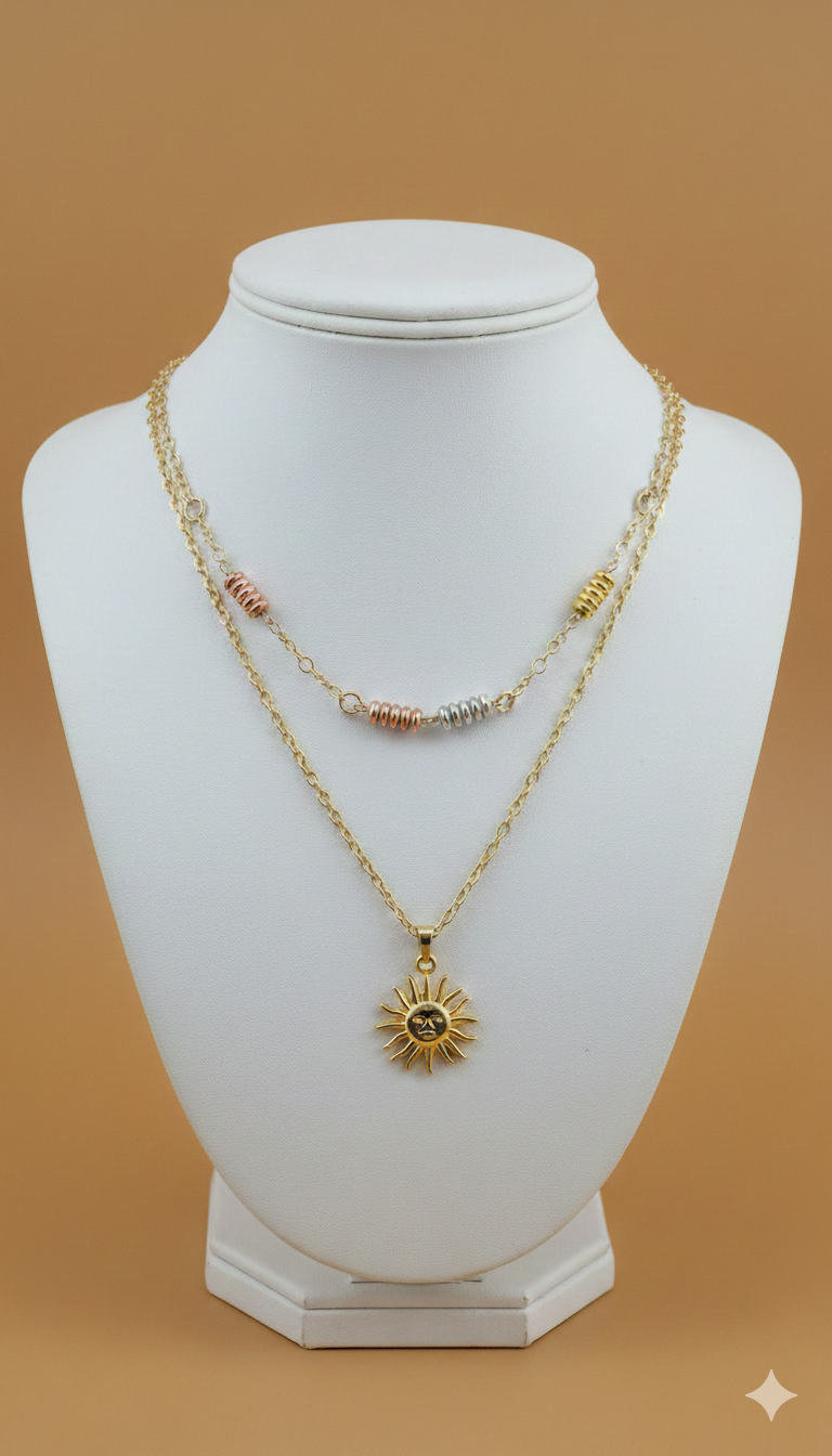 Collar Laminado Dorado Doble Sol