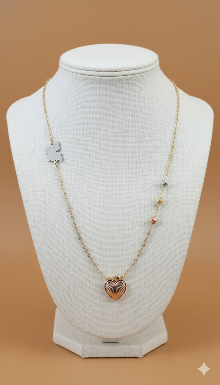 Collar Laminado Dorado 3D Heart