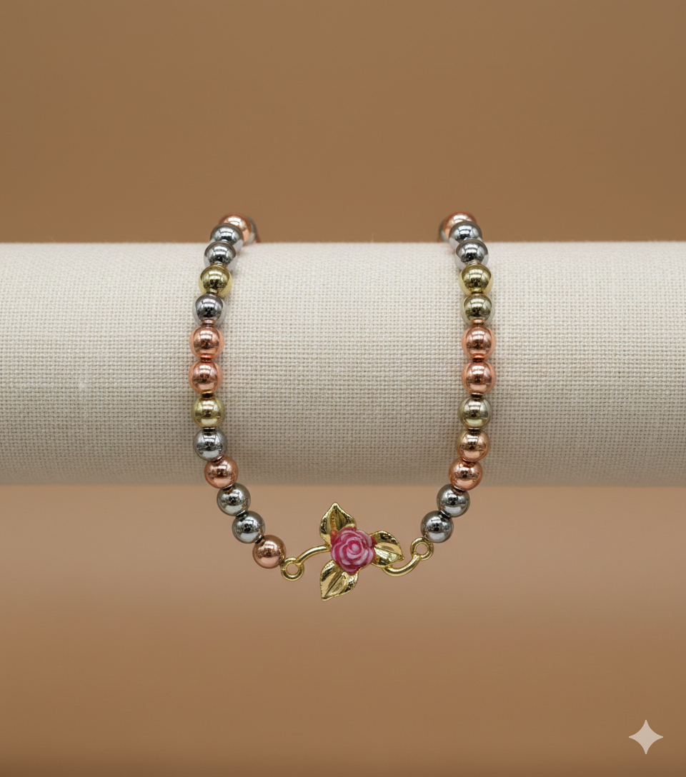 Pulsera Bolitas Roses Pink