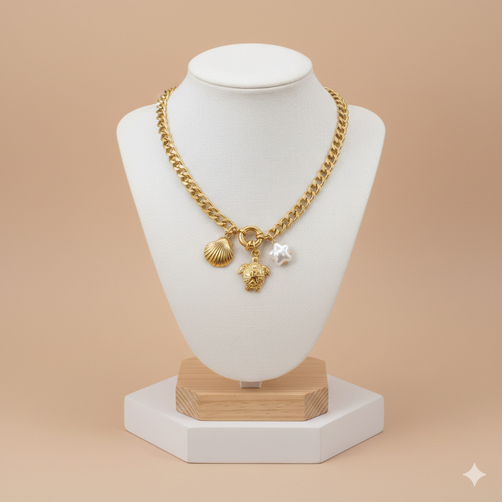 Collar Dijes Turtle Dorado