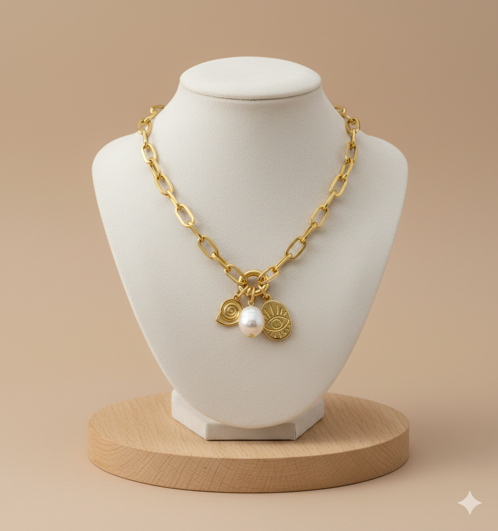 Collar Dijes Eyes Dorado