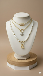 Collar Triple Dijes Pearl Dorado