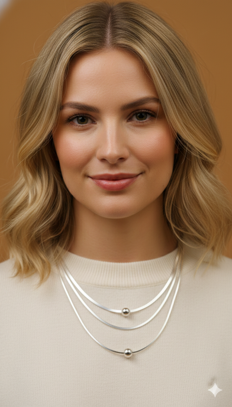 Collar Triple Plateado Gesti