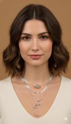 Collar Triple Plateado Double Ring