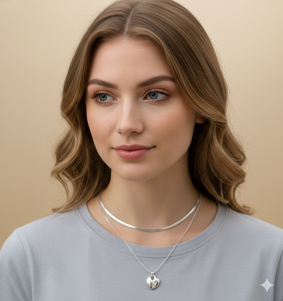 Collar Triple Plateado Heart