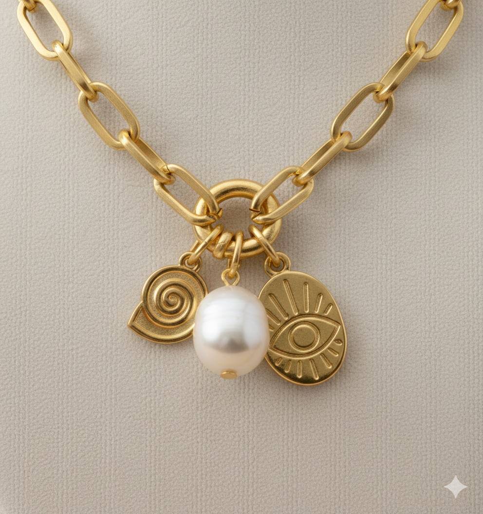 Collar Dijes Eyes Dorado