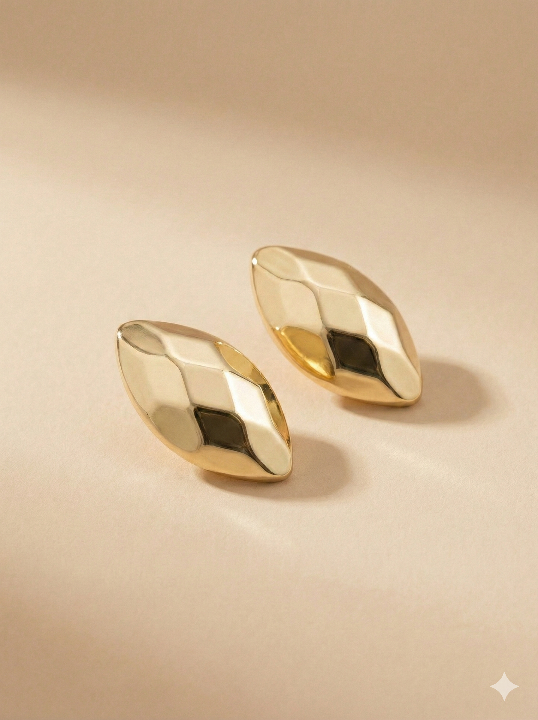 Aretes Panal Rombo Dorados