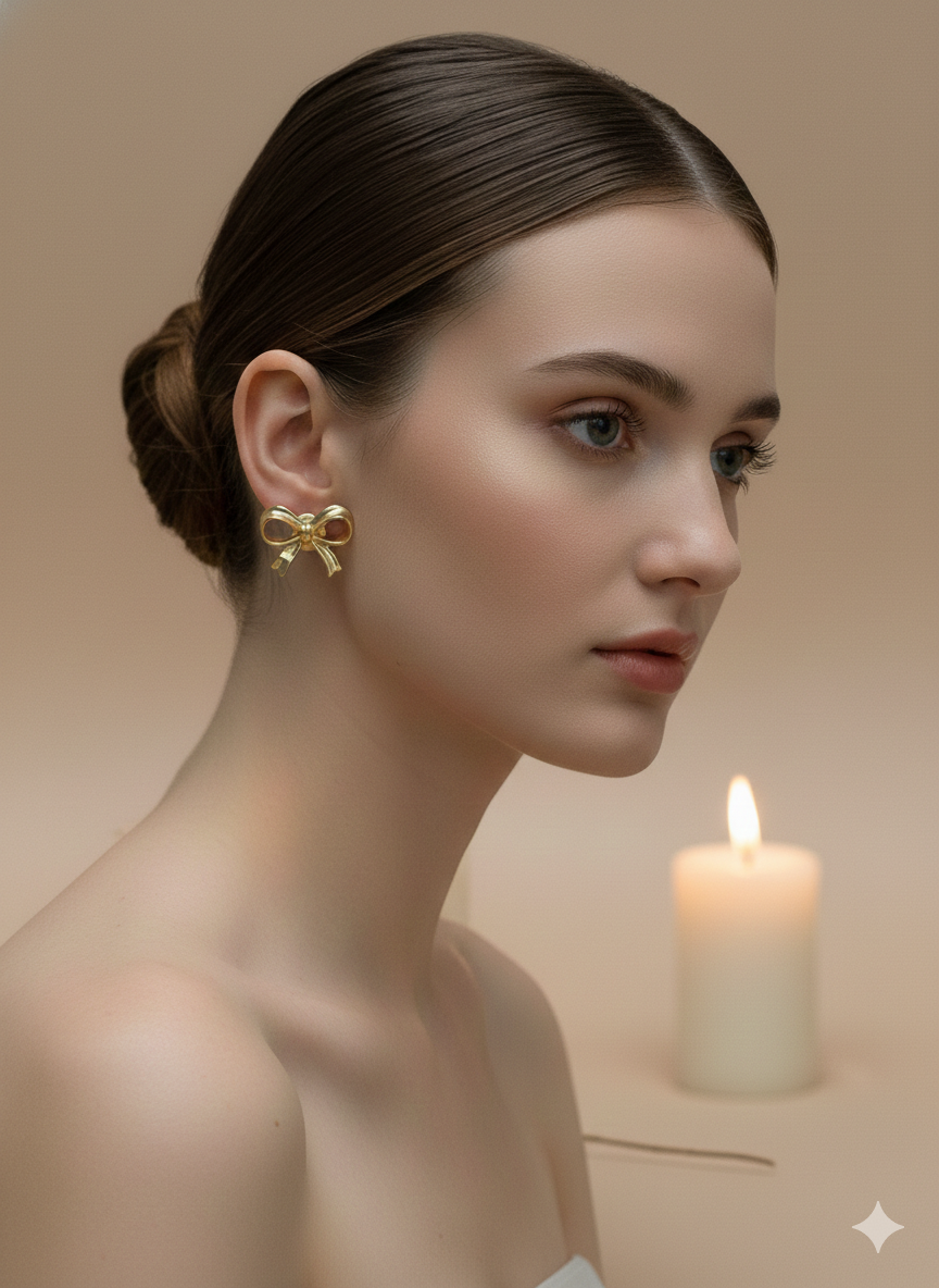 Aretes Moño Petit Dorados