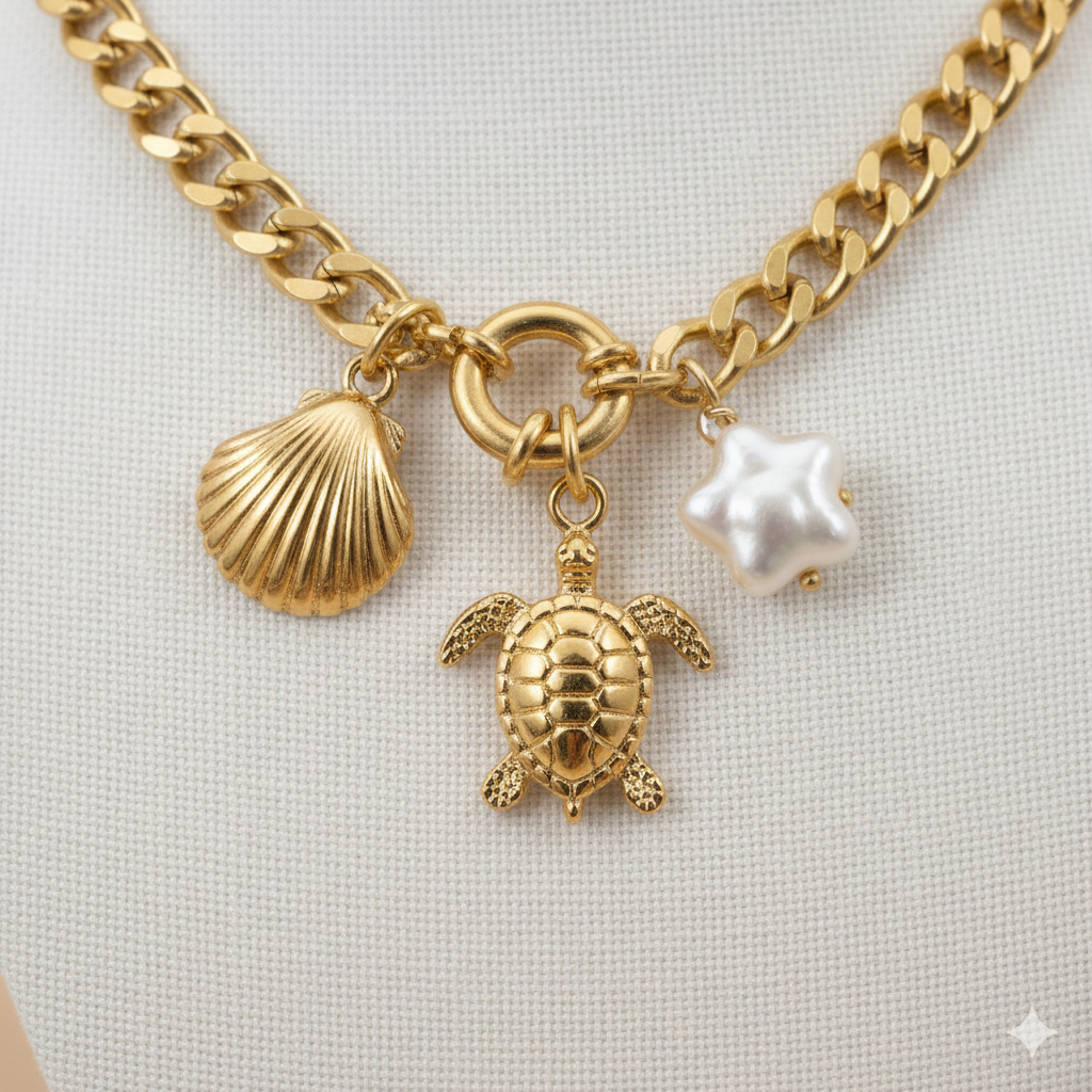Collar Dijes Turtle Dorado