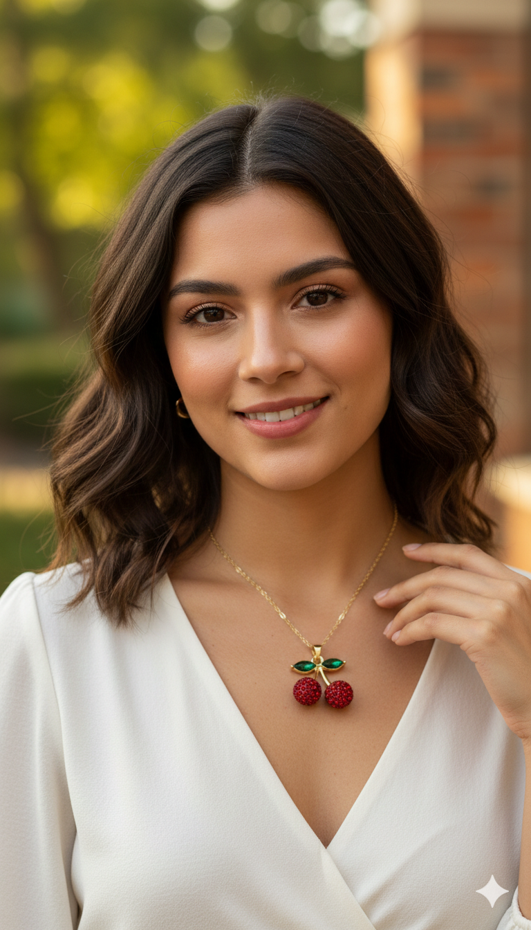 Collar Cherry 4d Diamond Frutal