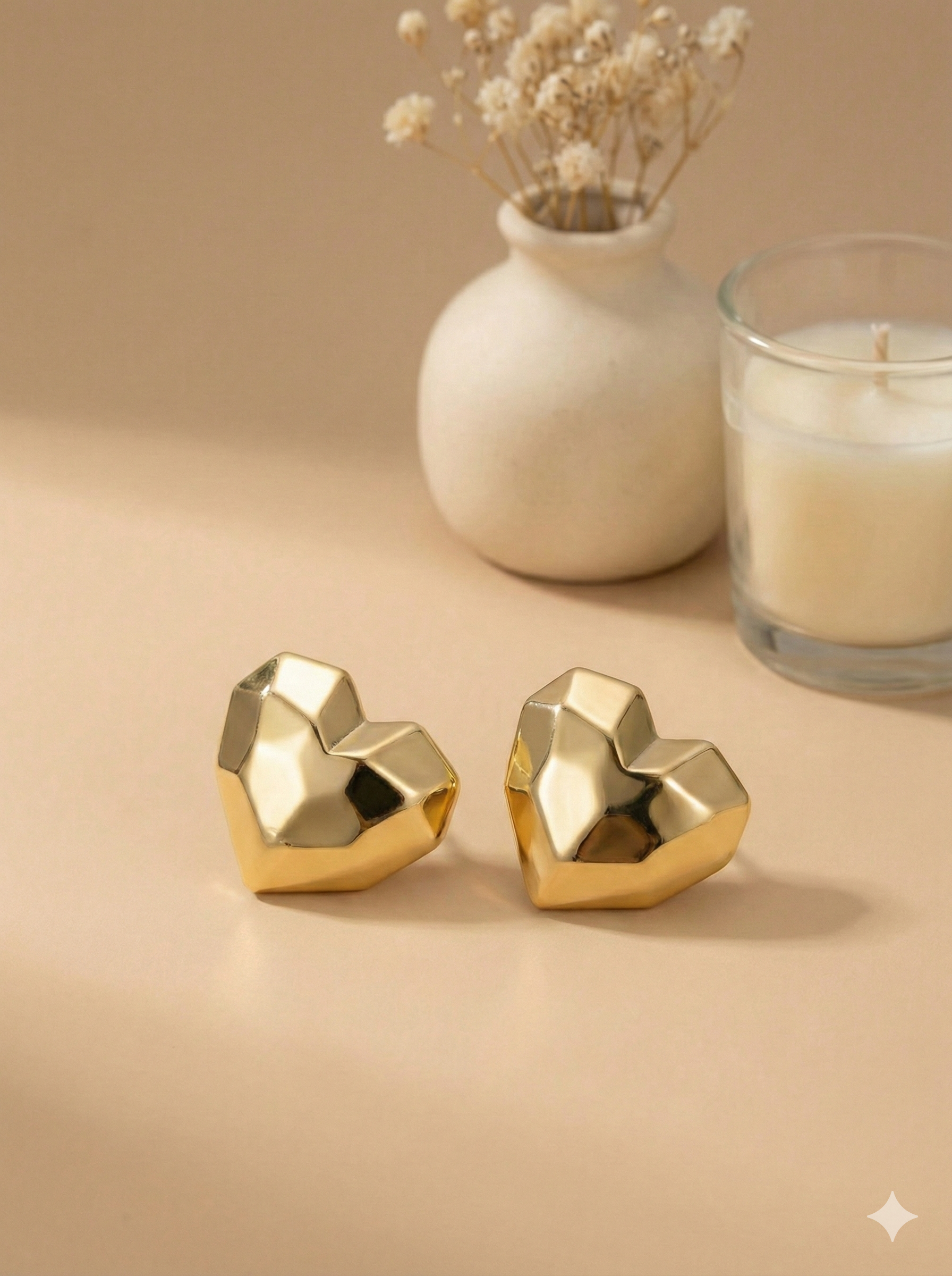 Aretes Square Heart Dorados