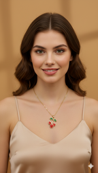Collar Triple Heart Cherry Frutal