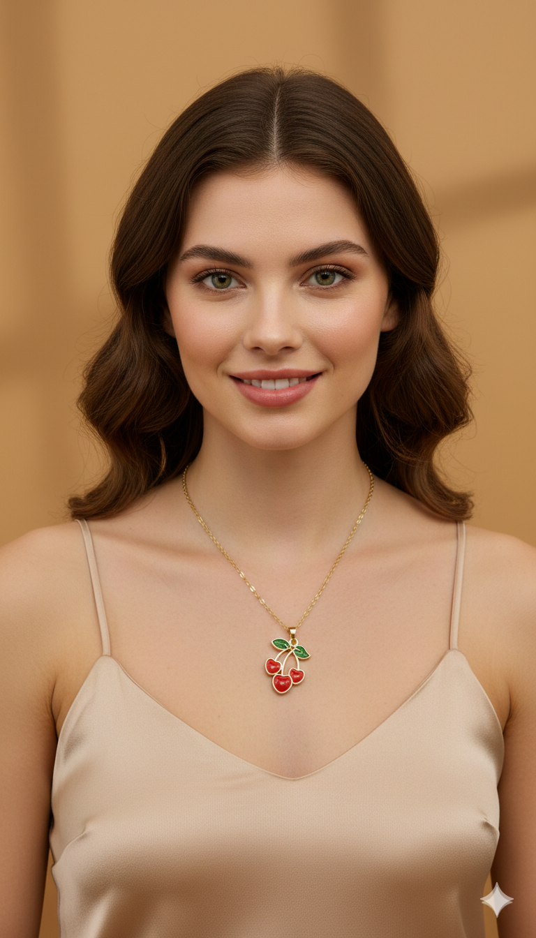 Collar Triple Heart Cherry Frutal