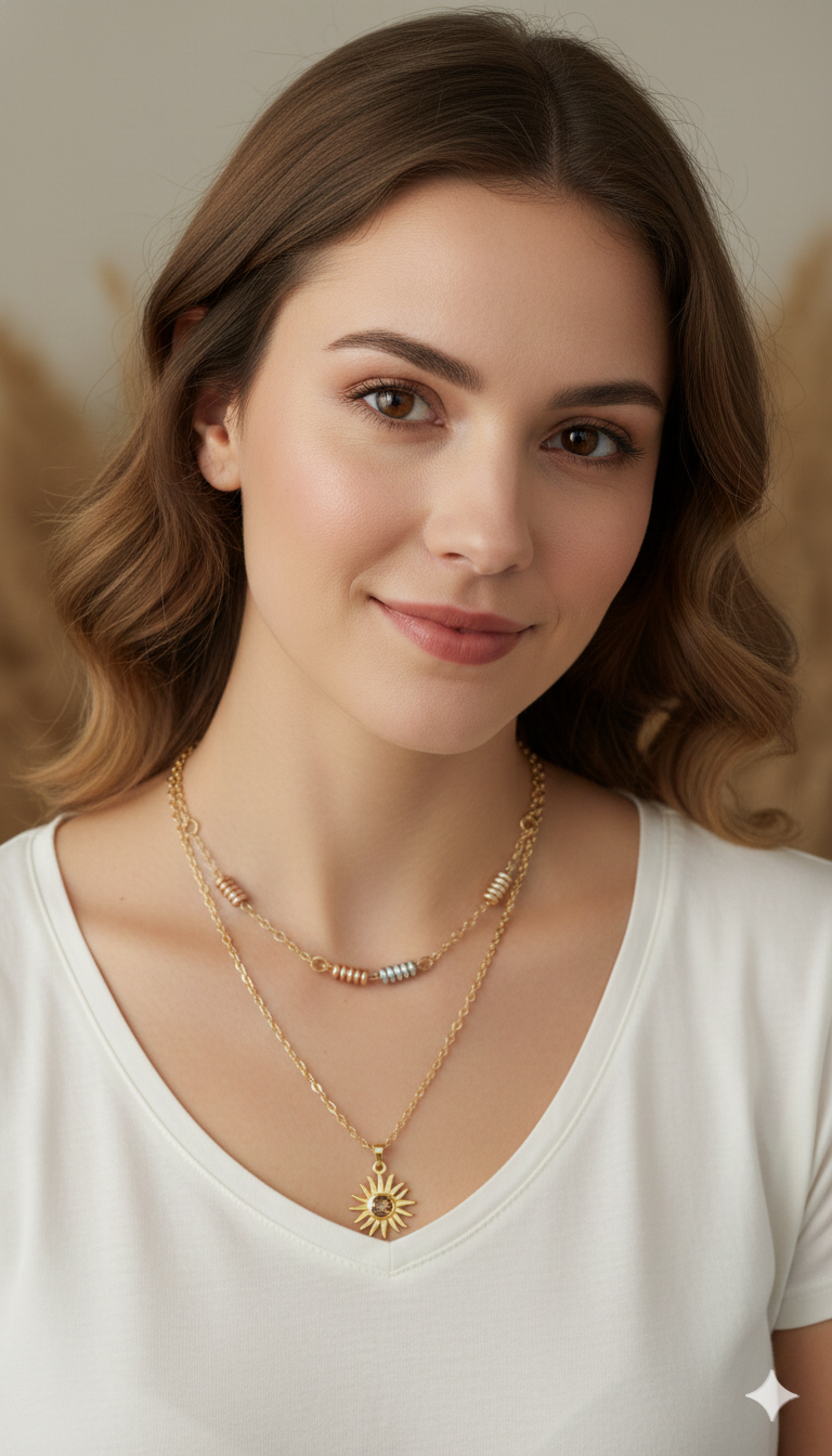 Collar Laminado Dorado Doble Sol