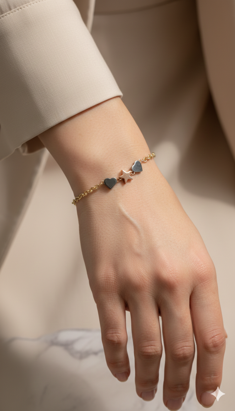 Pulsera Dorada Heart Star